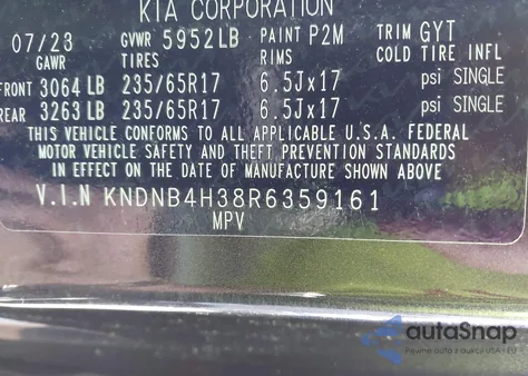 2024 Kia Carnival Mpv Lx Seat Package из США, поврежденный, VIN KNDNB4H38R6359161